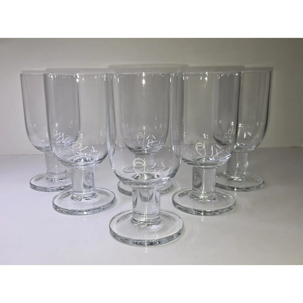 Set Of 6 CRATE & BARREL Viva Clear Water Goblets Glasses Rare Discontinued 6.4